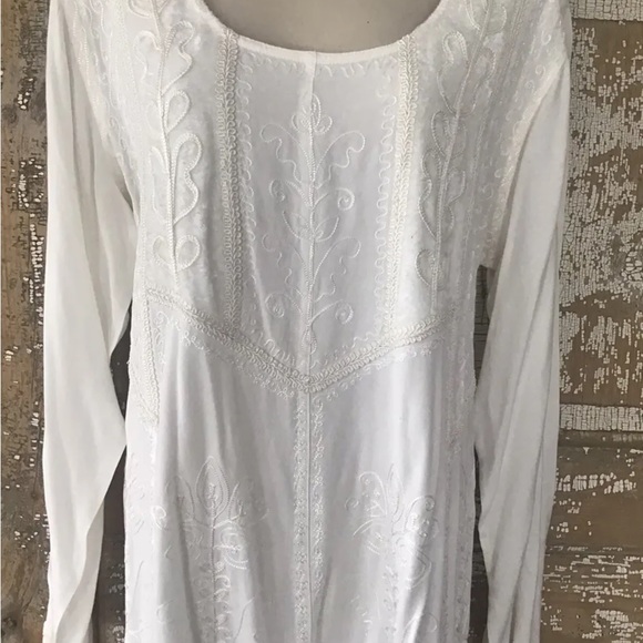 NWT Holy Clothing TIMANDRA MIDI DRESS XL/1X  WHITE Embroidered Boho Gown - Picture 11 of 11